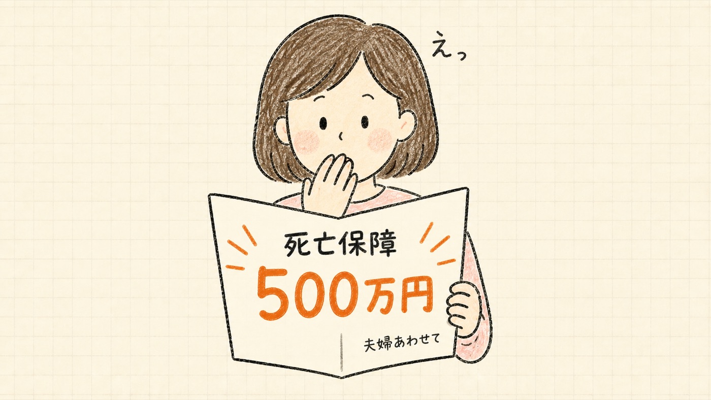 保険証券を見て驚くママ。死亡保障 夫婦あわせて500万円